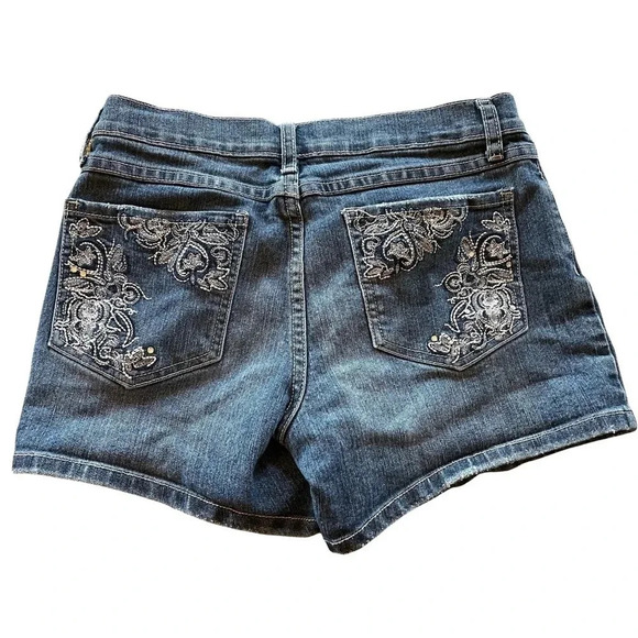 Lolo Jean Shorts Size 16 • Embroidered Rhinestone Pockets - Picture 3 of 5
